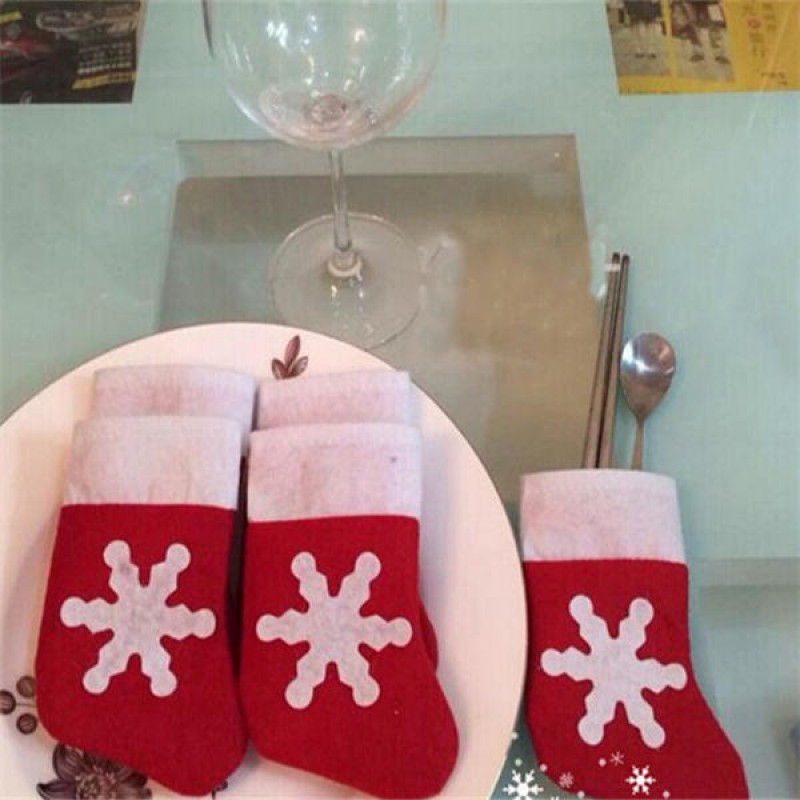 10Pcs/Set Christmas Socks Cutlery Tableware Holder Storage Sets Dinner Decor