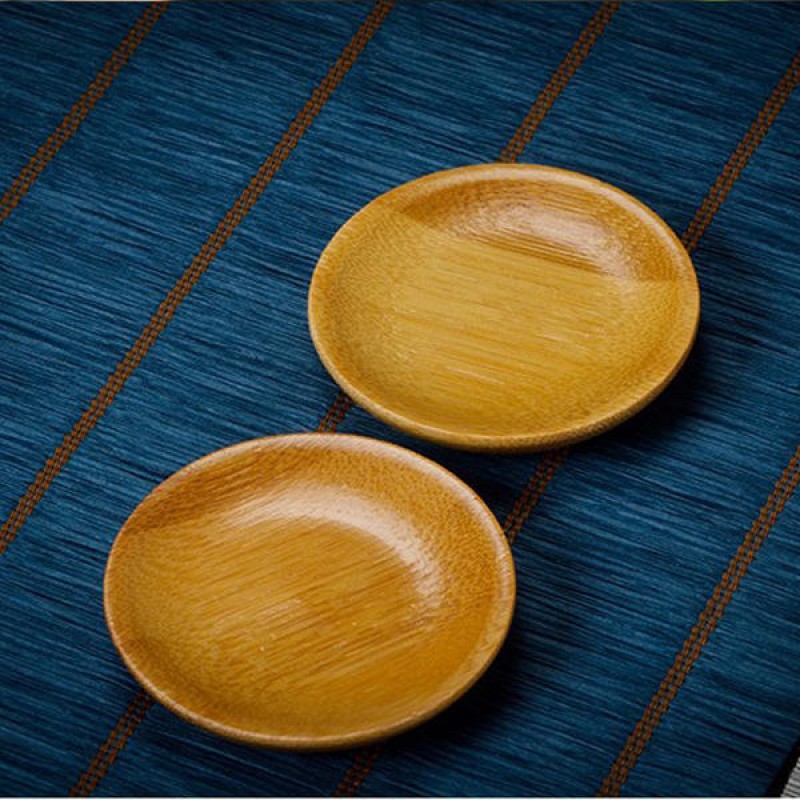 2pcs Natural Bamboo Tea Cup Holder Saucer Kungfu Tea Aaccessaries