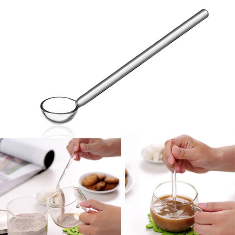 3PCS Borosilicate Transparent Glass Coffee Scoop Sugar Spoon Coffee Spoon Stirring Tools