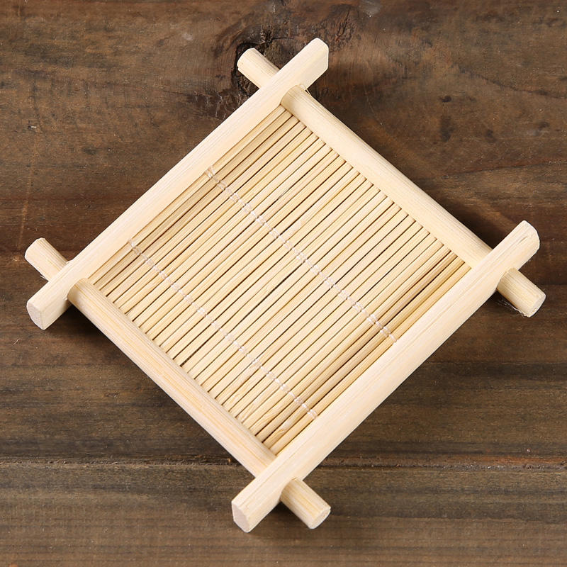 4pcs Bamboo Tea Cup Mat Coaster Kungfu Tea Scald Proof Cup Mat Coaster