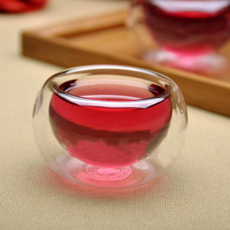 5Pcs 35ml Transparent Heat Resistant Double Wall Glass Mini Kung Fu Tea Cup