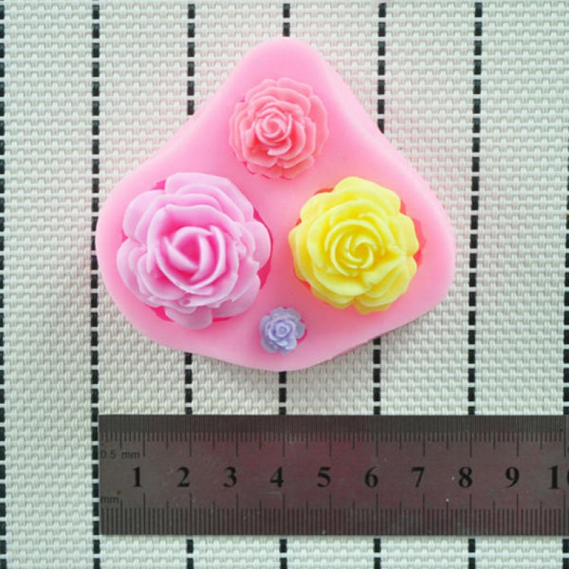 4 Different Sizes Roses Fondant Cake Decorating Mold