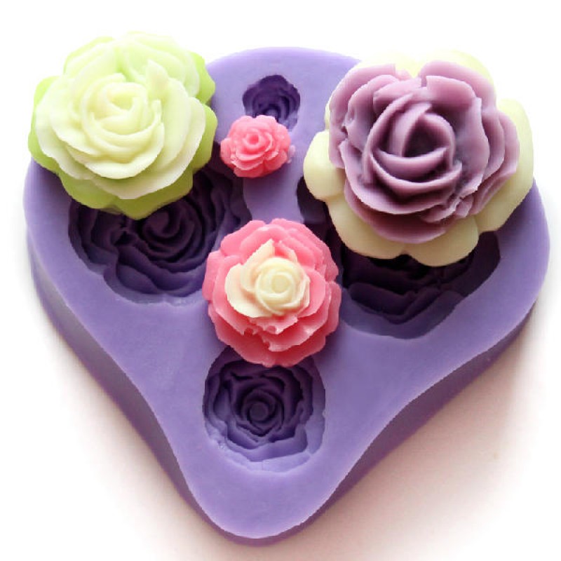 4 Different Sizes Roses Fondant Cake Decorating Mold