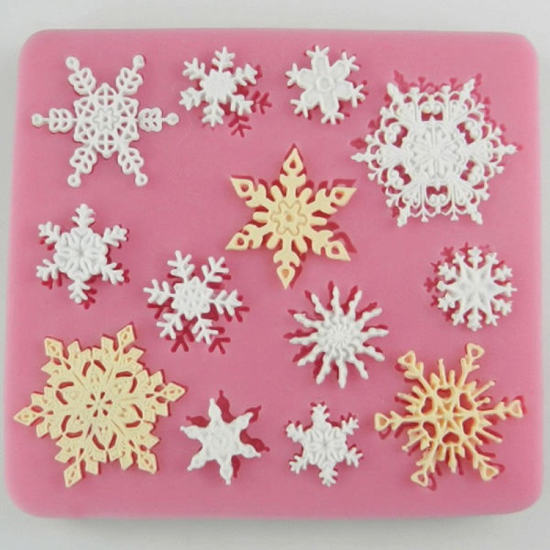 Christams Silicone Snowflakes Cake Mold Xmas Fondant Cake Decoration Mould