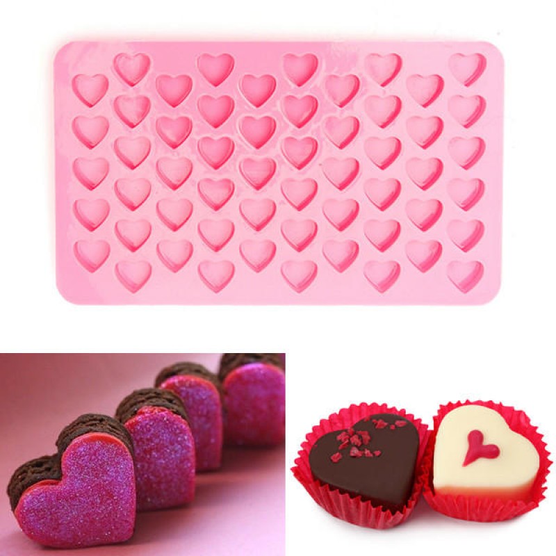 55 Holes Mini Heart Silicone Cake Muffin Chocolate Mold