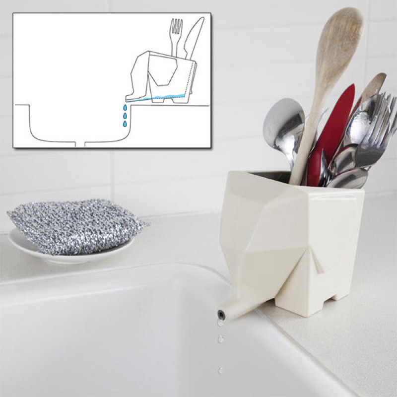 Lovely Elephant Shape Multi-purpose Cutlery Drainer Brush Flower Pot