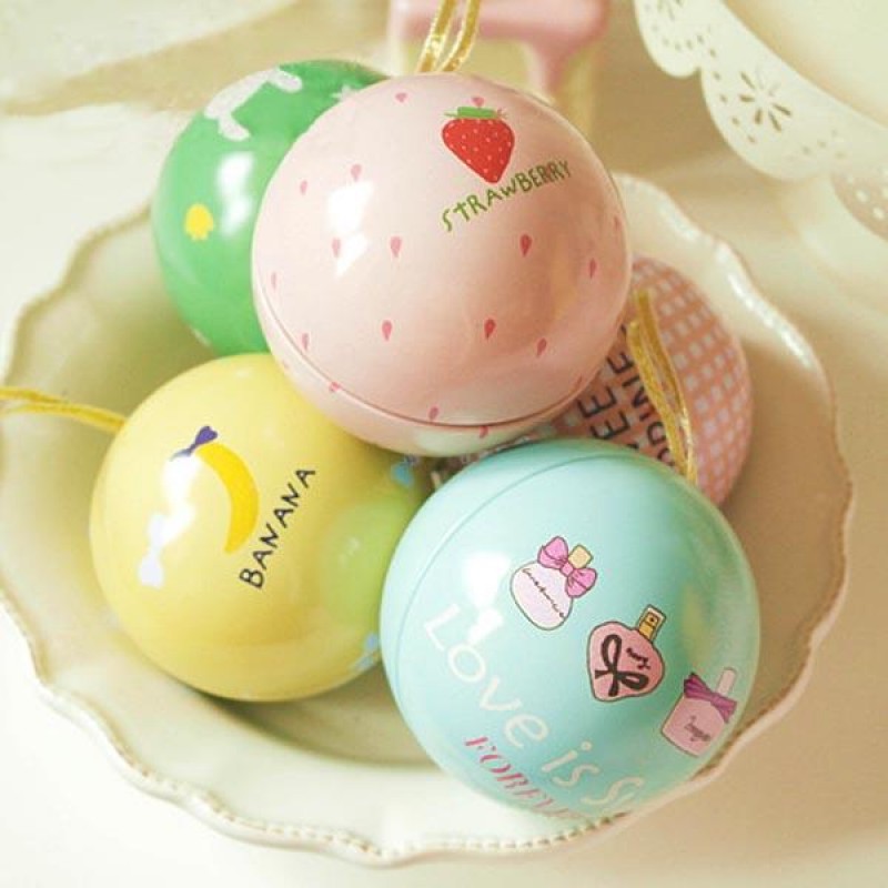 Happy Sweet Ball Tea Box Gift Candy Jewelry Storage Tin Can