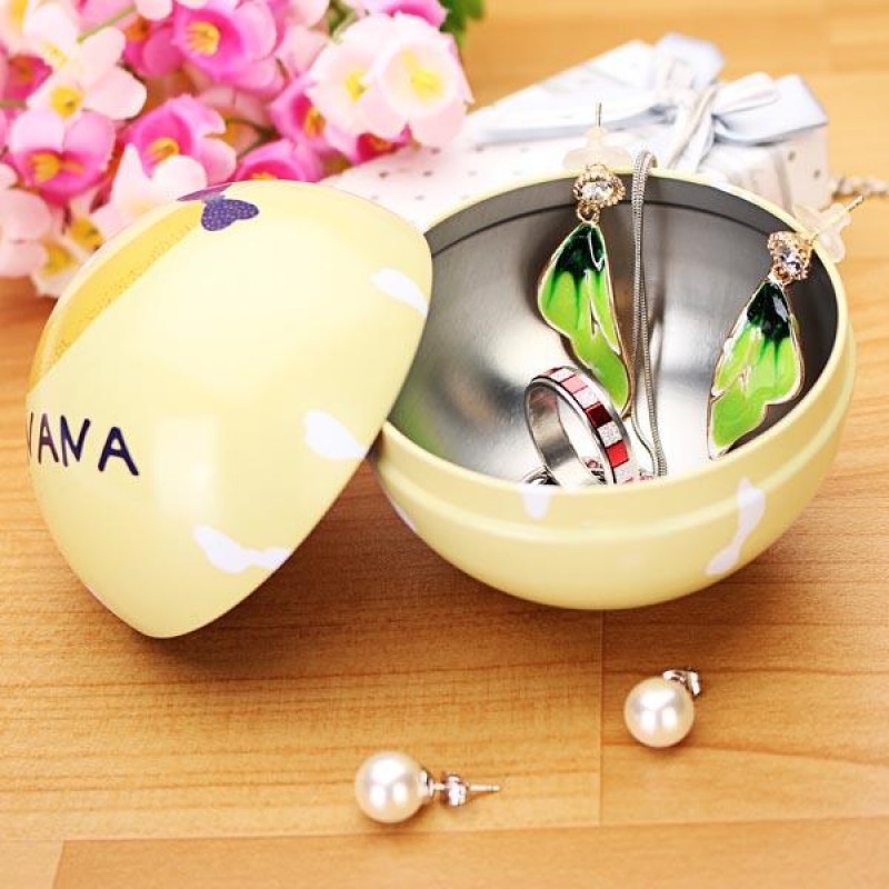 Happy Sweet Ball Tea Box Gift Candy Jewelry Storage Tin Can