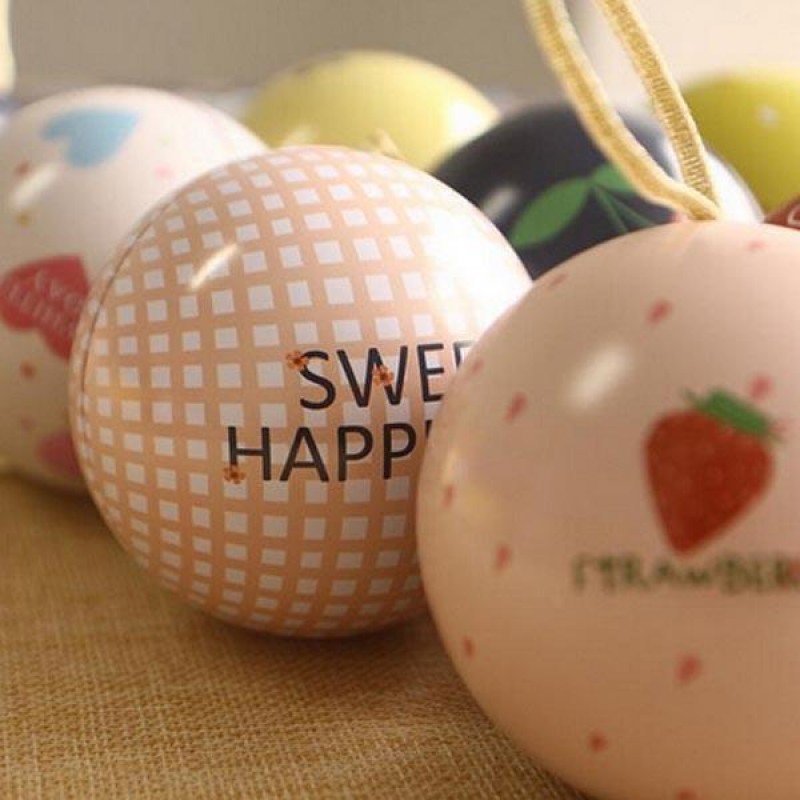 Happy Sweet Ball Tea Box Gift Candy Jewelry Storage Tin Can