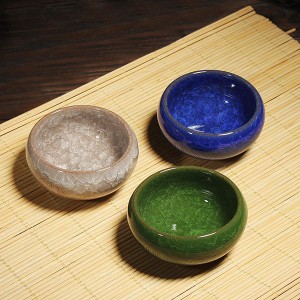 3 Color Kung Fu Tea Cup Ice Cracked Glazed Ceramic...