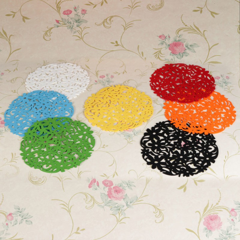 Felt Round Lace Flower Placemat Dinner Table Mat Heat Insulation Pad Multifunction Kitchen Tools