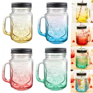 Fashion Graduated Color Glass Drinking Jar Cup Bot...