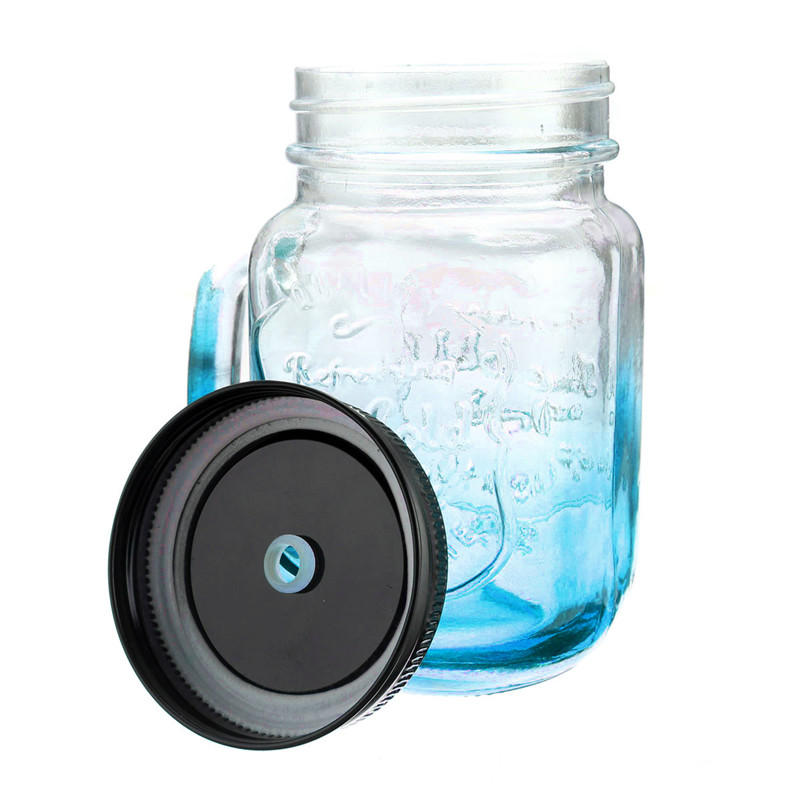 Fashion Graduated Color Glass Drinking Jar Cup Bottle 500ml