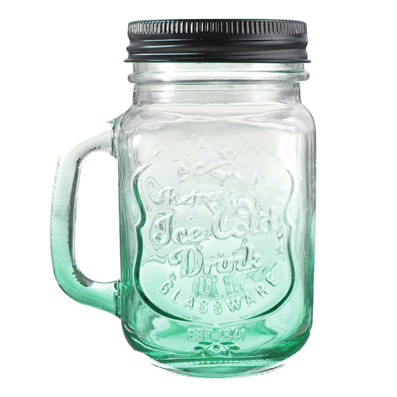 Fashion Graduated Color Glass Drinking Jar Cup Bottle 500ml