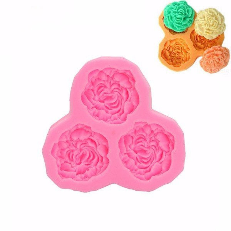 3D Silicone 3 Rose Flowers Fondant Cake Chocolate Mold Mould DIY Cake Decoration