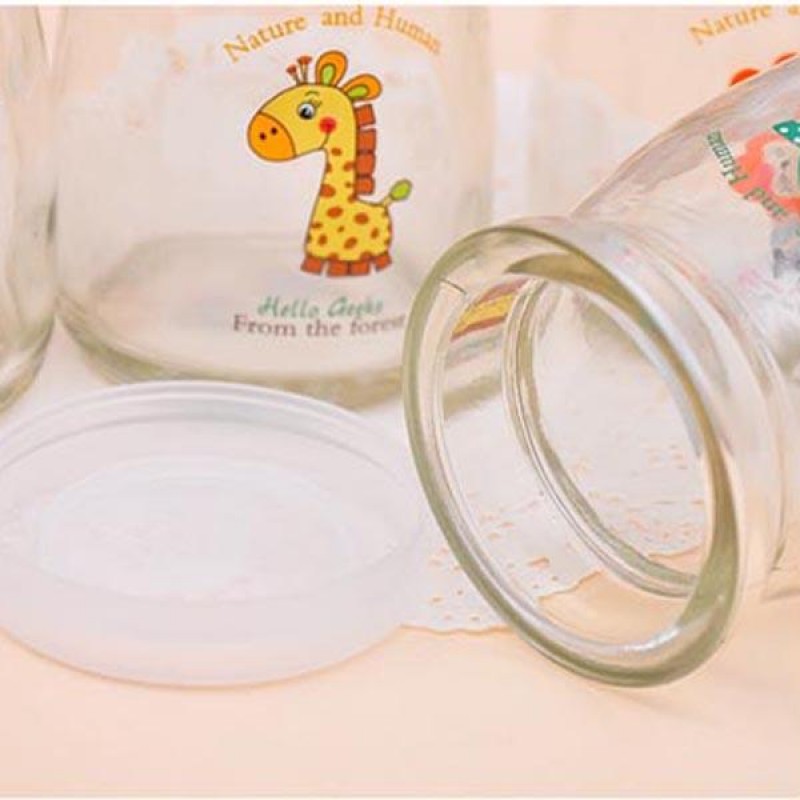 100ML Cartoon Glass Pudding Yogurt Bottle High Temperature Resistant