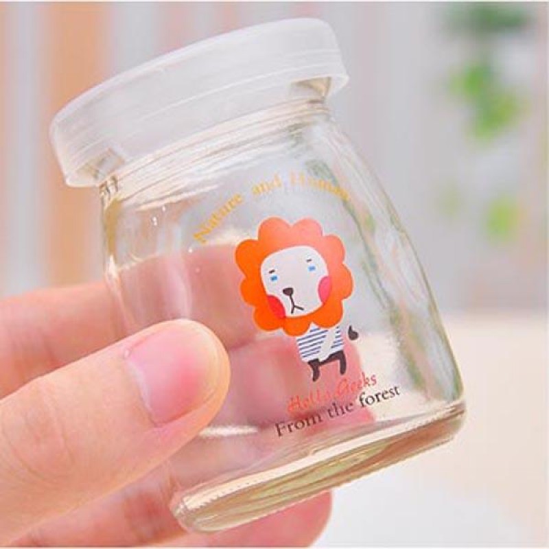 100ML Cartoon Glass Pudding Yogurt Bottle High Temperature Resistant