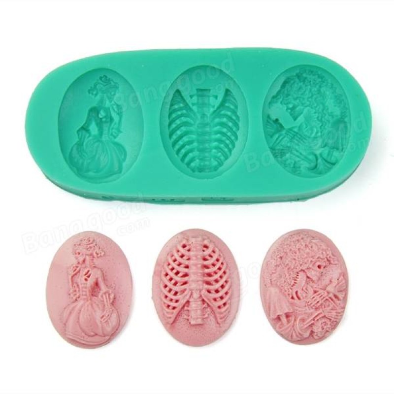 Halloween Skeleton Skull Witch Styling Fondant Cake Mold Silicone Chocolate Candy Jelly Mould