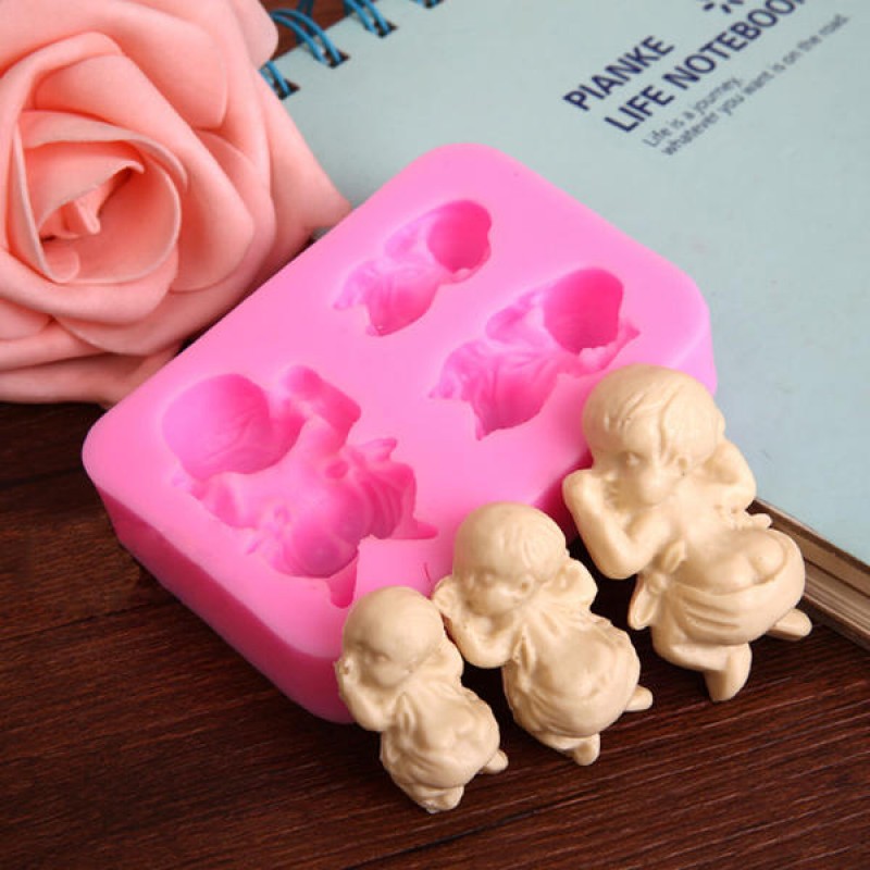 3 Sleeping Baby Silicone Mold Fondant Soap Mould Cake Decorating