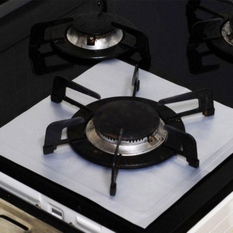 RP11 4Pcs Reusable Silver Gas Range Protector Liner Non Stick Gas Hob Stove Top