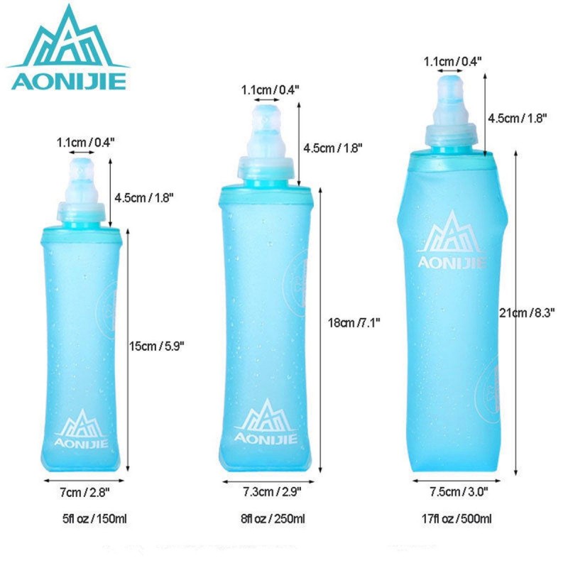 AONIJIE Foldable Soft Plasticity Bags Flask TPU Squeeze Outdoor Sports Running Water Bottle