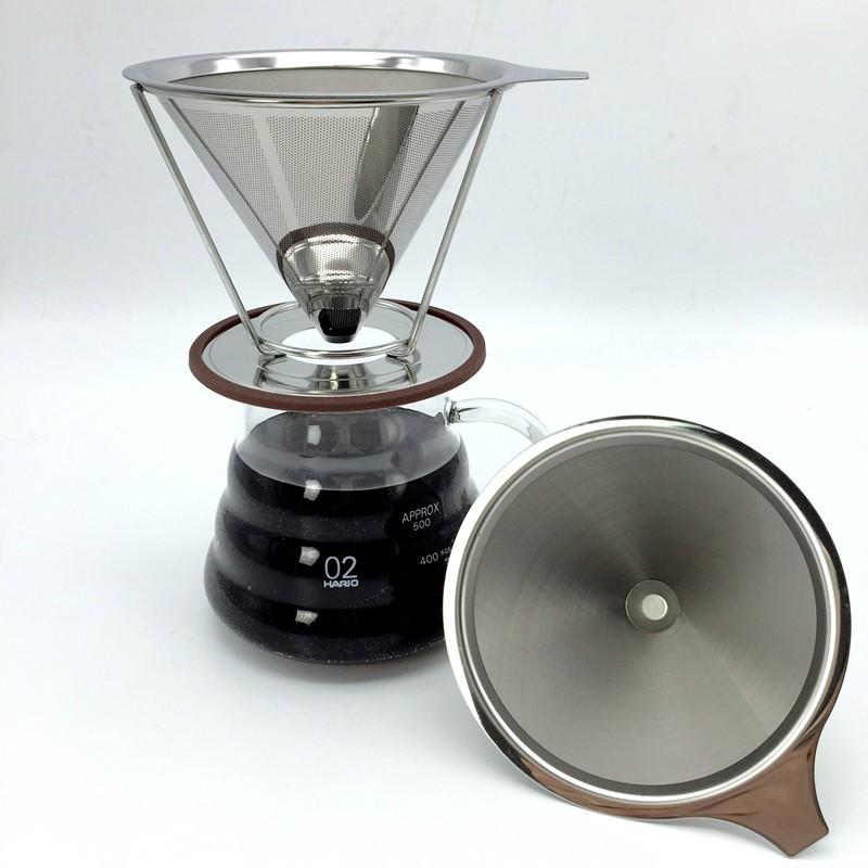 Portable Reusable Stainless Steel V-type Cup Cone Coffee Filters Drip Coffee Maker Tool