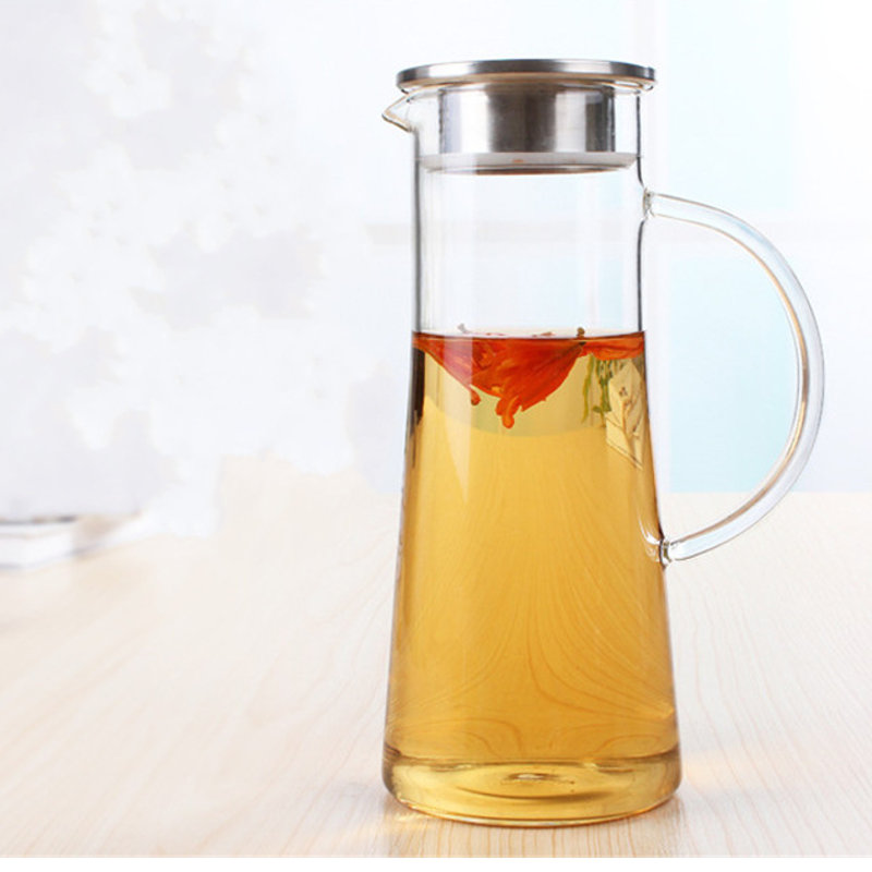 Glass Kettle Two-way Outlet Water Jug Heat Resistant Transparent Tea Pot Stainless Steel Strainer