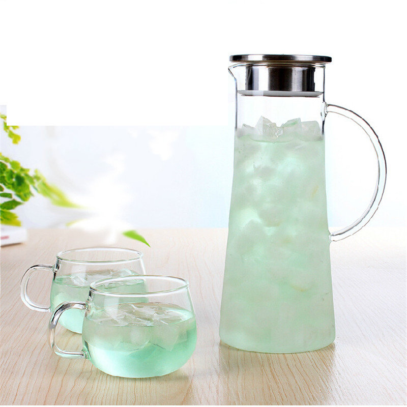 Glass Kettle Two-way Outlet Water Jug Heat Resistant Transparent Tea Pot Stainless Steel Strainer