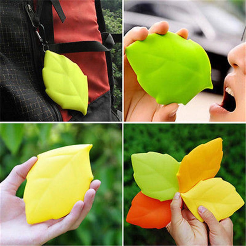 CF-DW02 Silicone Leaf Shape Water Cup Folding Mini Camping Hiking Travel Pocket Drinking Cup