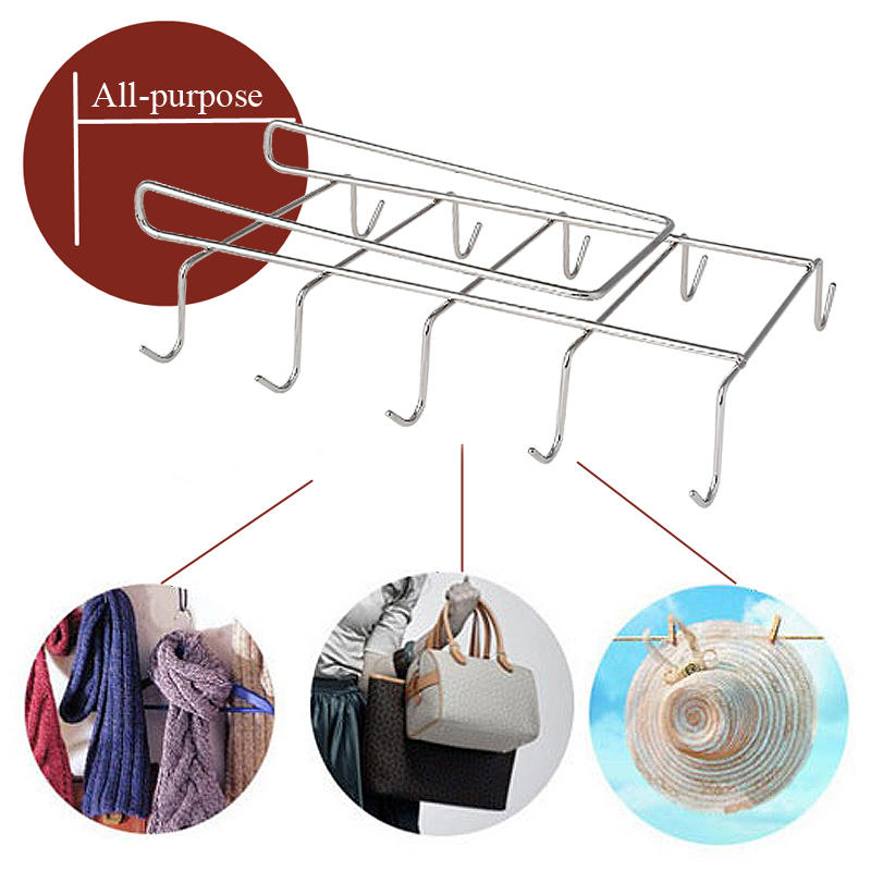 12 Hooks Stainless Steel Kitchen Storage Rack Cupboard Hanging Hook Shelf Dish Hanger Chest Storage