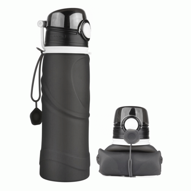 KC-RB042 750ml Collapsible Silicone Water Bottle Sport Camping Hiking Foldable BPA Free Cup