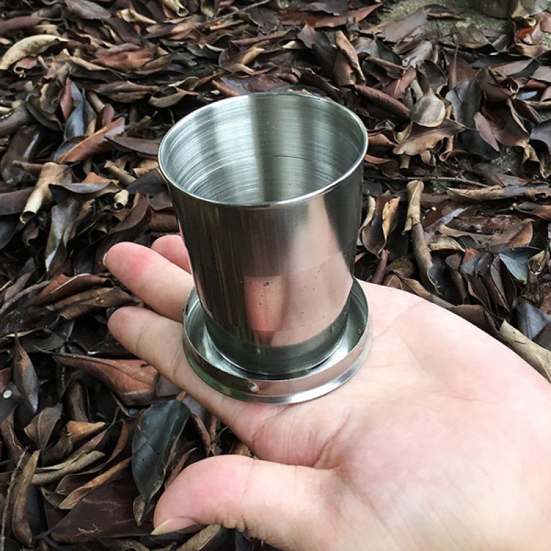 HN-POC25 Stainless Steel Portable Outdoor Travel Camping Folding Collapsible Metal Water Cup