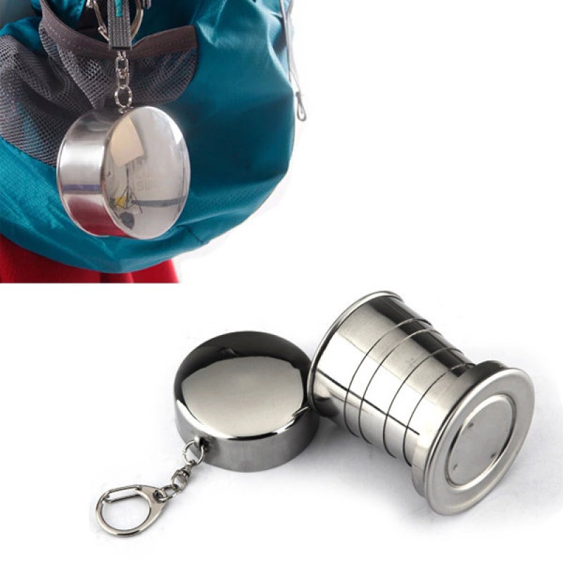 HN-POC25 Stainless Steel Portable Outdoor Travel Camping Folding Collapsible Metal Water Cup