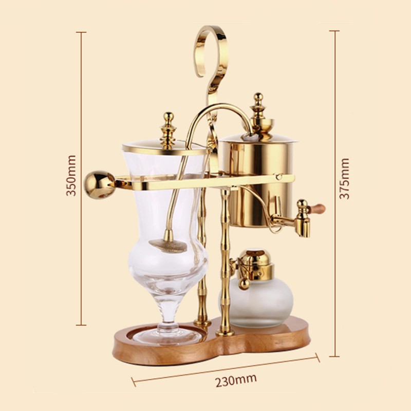 Belgian Belgium Luxury Royal Family Balance Syphon Siphon Coffee Tea Pot Maker Golden