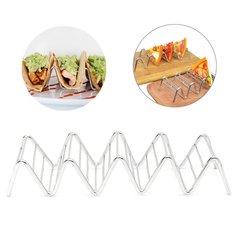 Wave Shaped Stainless Steel Mexican Taco Holder Display Stand Up Shell Food Rack