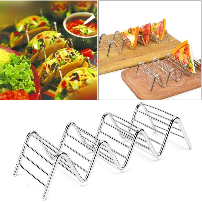 Wave Shaped Stainless Steel Mexican Taco Holder Display Stand Up Shell Food Rack