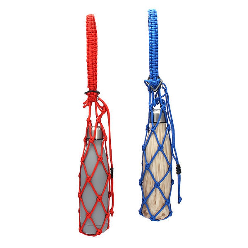 KC-BC020 Large Multifunctional Mesh Water Bottle Carrier Bag Travel Climbing Survival Rope