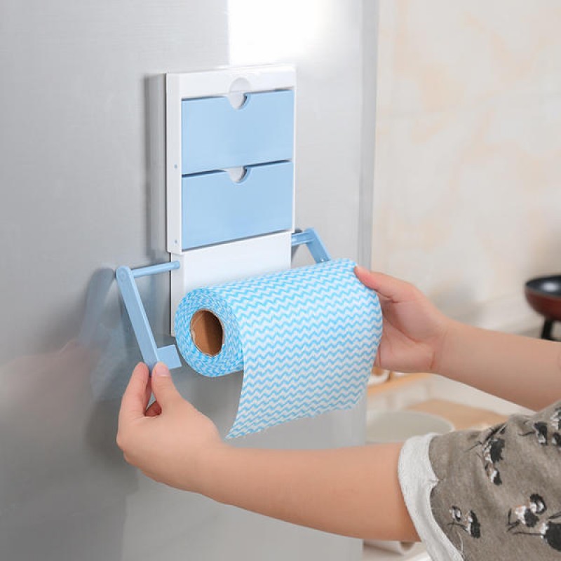 KC-SR09 Magnet Refrigerator Fridge Sidewall Paper Towel Holder Storage Rack Shelf Organizer