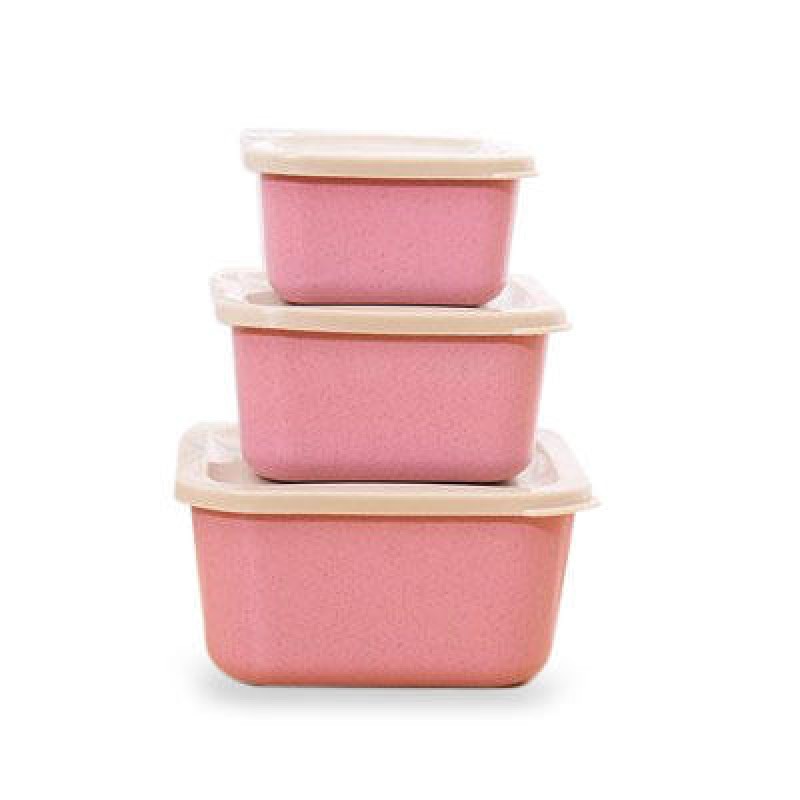 Wheat Straw 3 In 1 Fresh-keeping Box Environmental Protection Students Bento Lunch Box