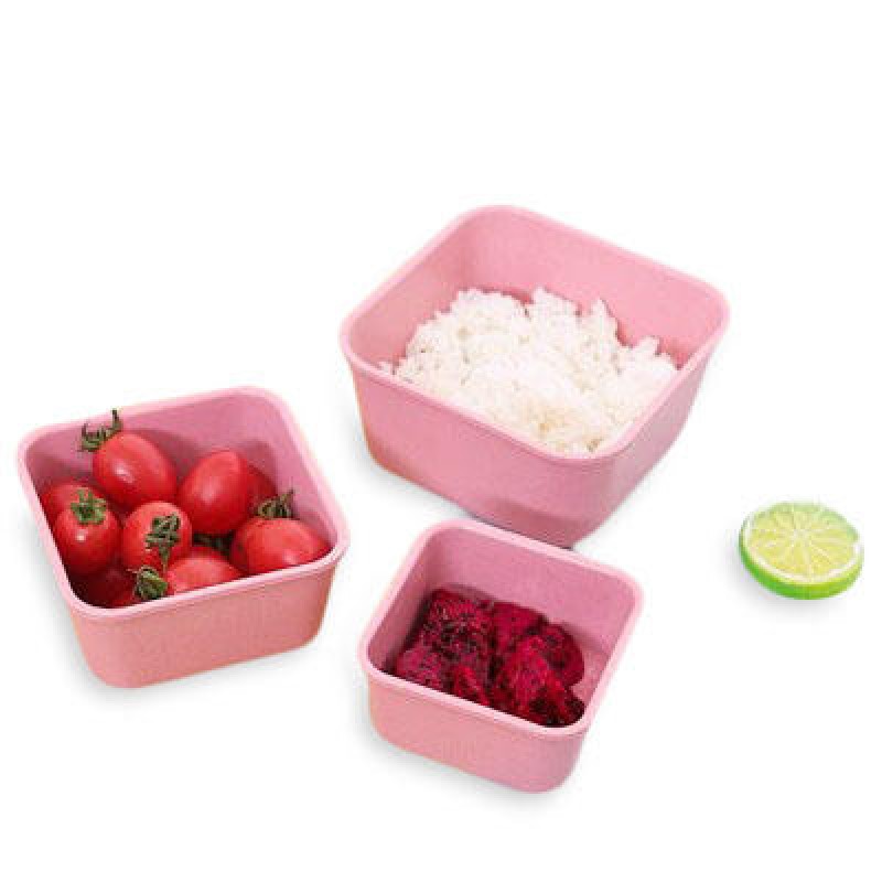 Wheat Straw 3 In 1 Fresh-keeping Box Environmental Protection Students Bento Lunch Box