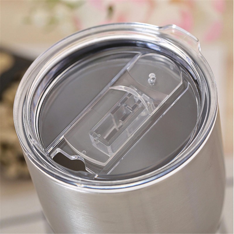 10oz Cocktail Tumbler Wine Cup Stainless Steel Metal Goblet Mug With Lid Party