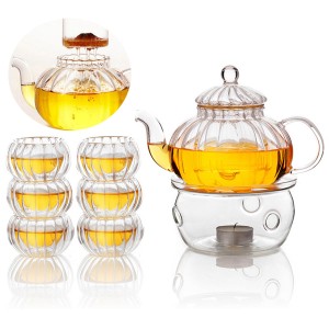 600ml 6 Cups Tealight Warmer Clear Pumpkin Tea Gla...