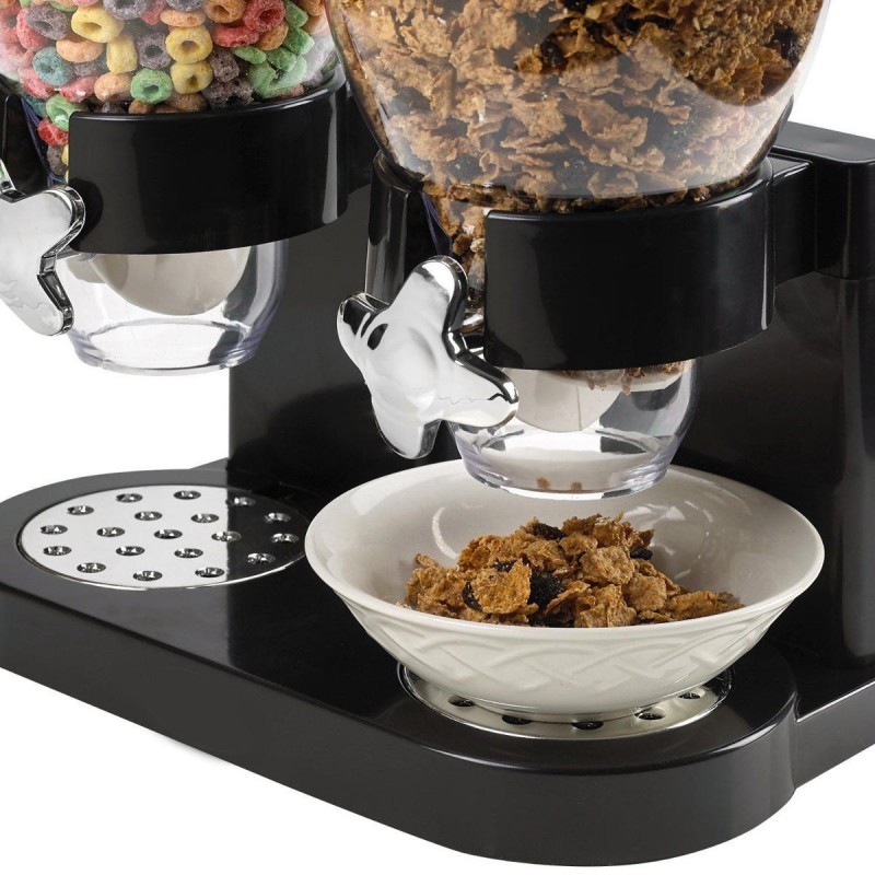 Double Cereal Dry Food Dispenser Kitchen Storage Container Kitchen Dry Provisions Dispense Machine