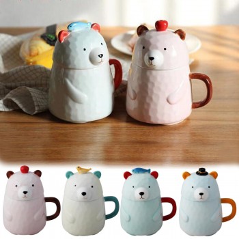 Bear Ceramic Mug 400ml Coffee Cup Porcelain With L...