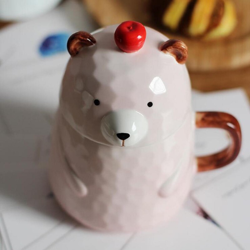 Bear Ceramic Mug 400ml Coffee Cup Porcelain With Lid Milk Coffee Mug Tea Cup Home Office Cup