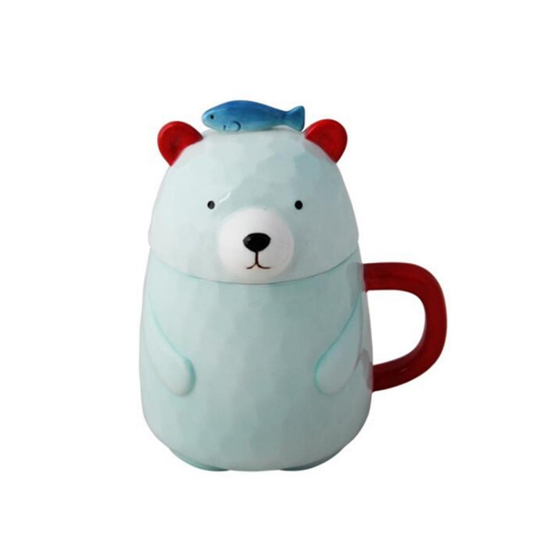 Bear Ceramic Mug 400ml Coffee Cup Porcelain With Lid Milk Coffee Mug Tea Cup Home Office Cup