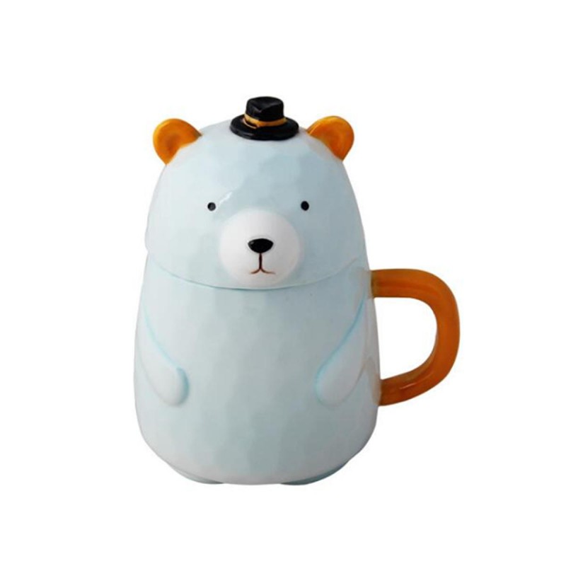 Bear Ceramic Mug 400ml Coffee Cup Porcelain With Lid Milk Coffee Mug Tea Cup Home Office Cup