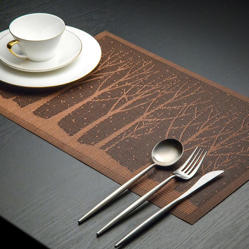 Placemat Fashion Pvc Dining Table Mat Disc Pads Bowl Pad Coasters Waterproof Table Cloth Pad Slip-Resistant Pad Tree Shape