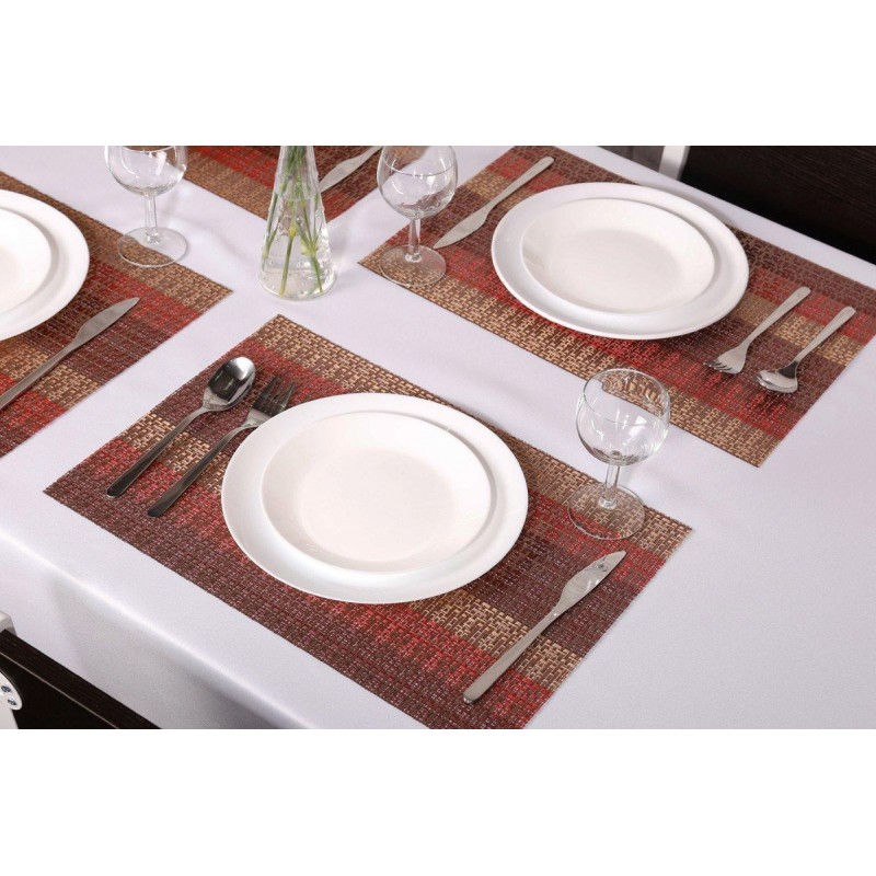 Placemat Fashion Pvc Dining Table Mat Disc Pads Bowl Pad Coasters Waterproof Table Cloth Pad Slip-Resistant Pad Crossweave Woven Vinyl Placemat