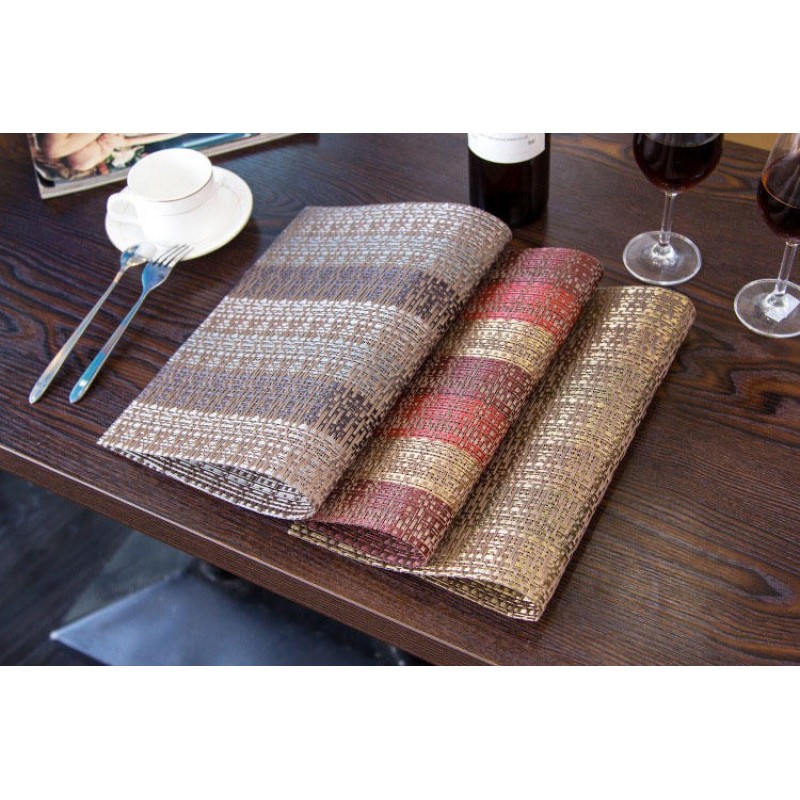 Placemat Fashion Pvc Dining Table Mat Disc Pads Bowl Pad Coasters Waterproof Table Cloth Pad Slip-Resistant Pad Crossweave Woven Vinyl Placemat